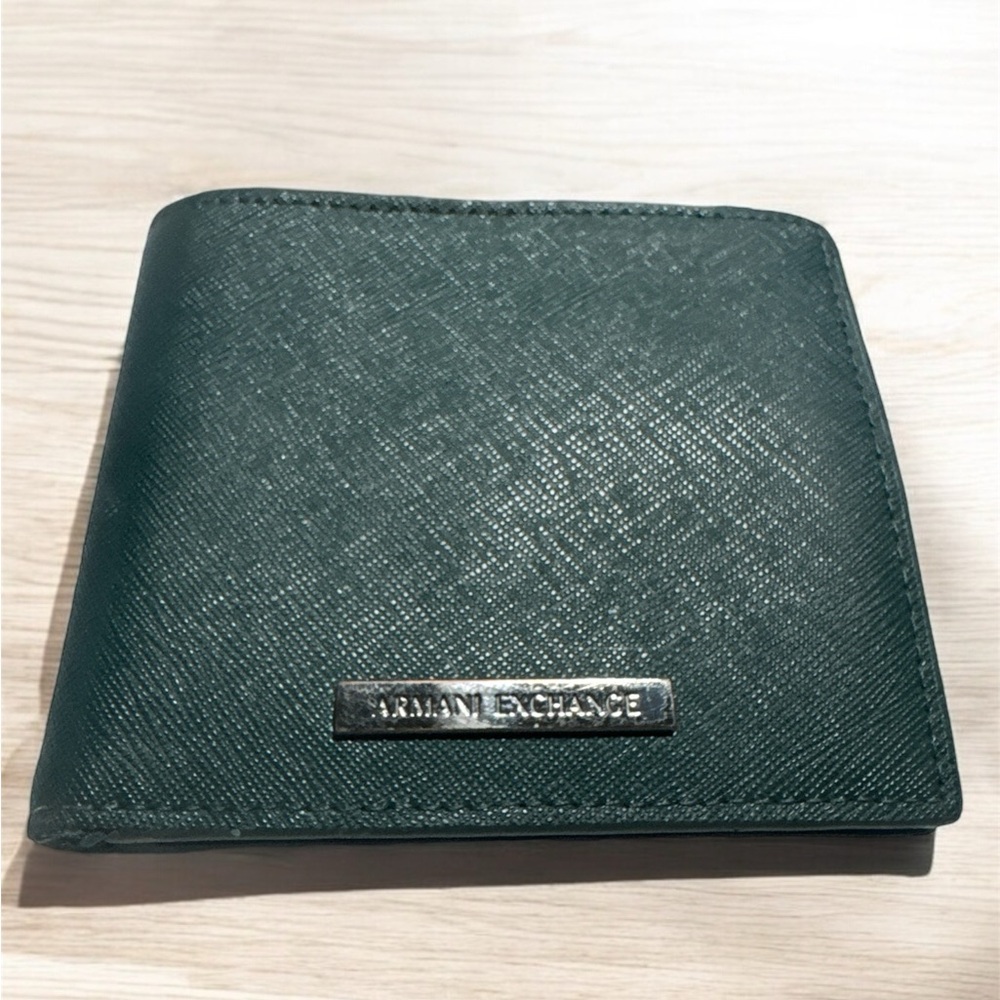 Armani Exchange Green Leather Key & Card Holder